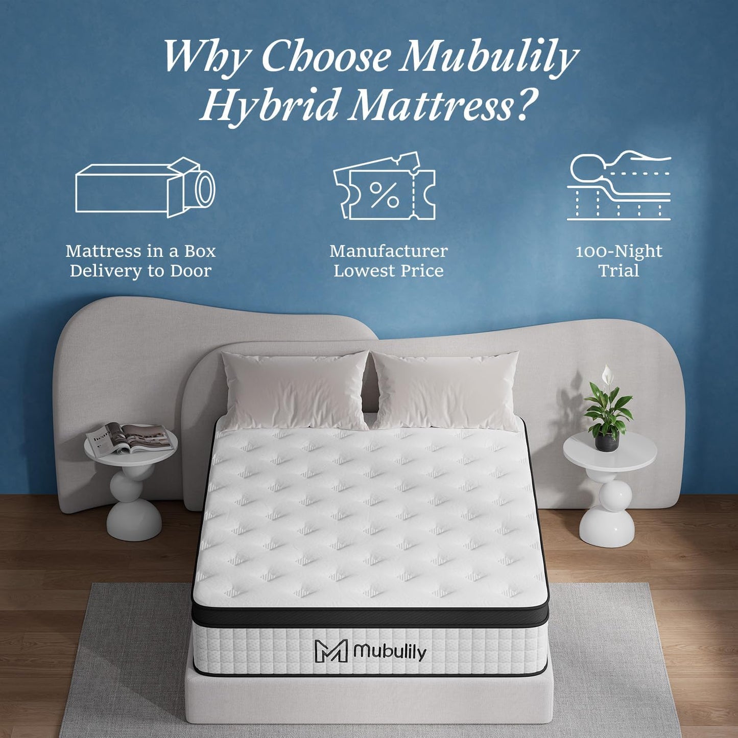 Luxury Euro Top Hybrid Mattress with Pocket Springs & Memory Foam Single Double King Mattresses