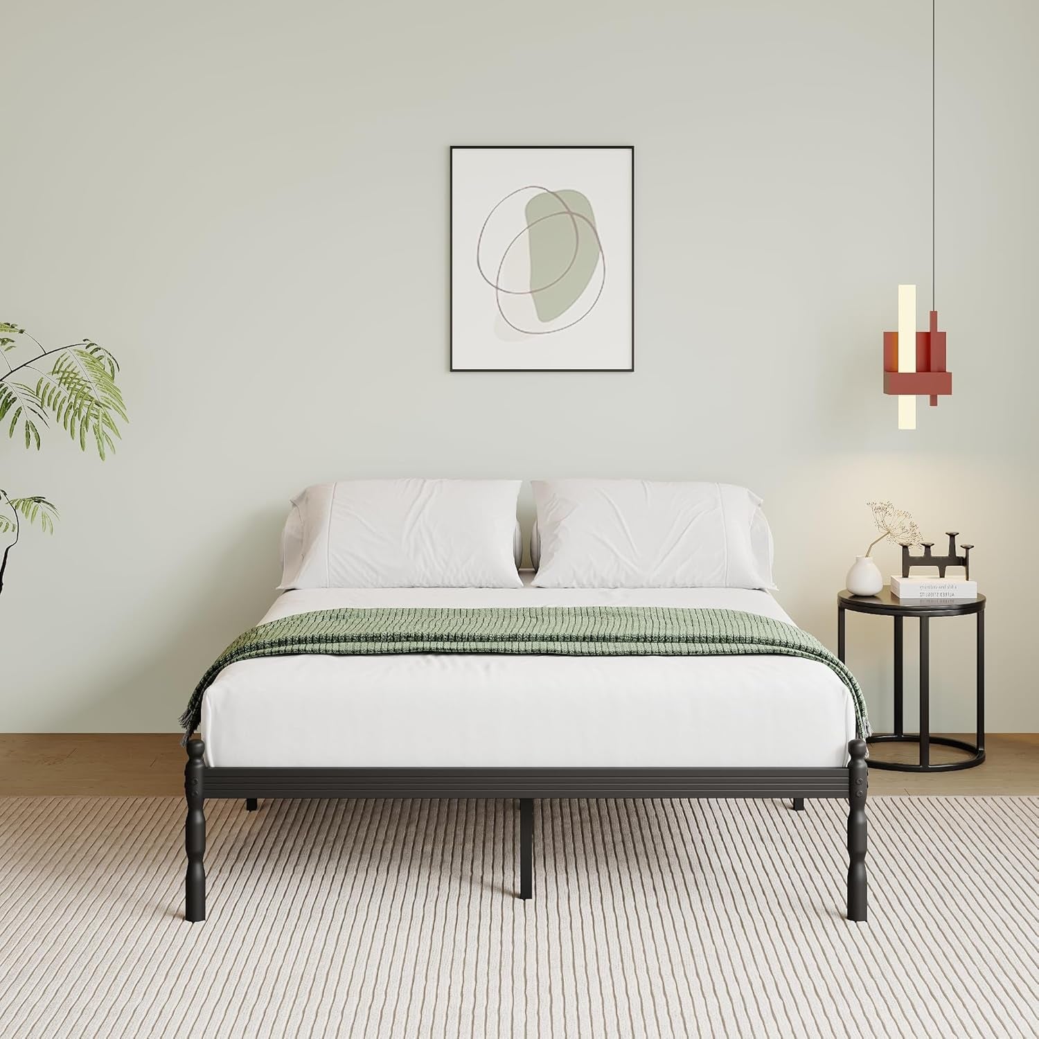 Premium Metal Platform Bed Frame – Storage Space, No Box Spring Comfortable Sleep