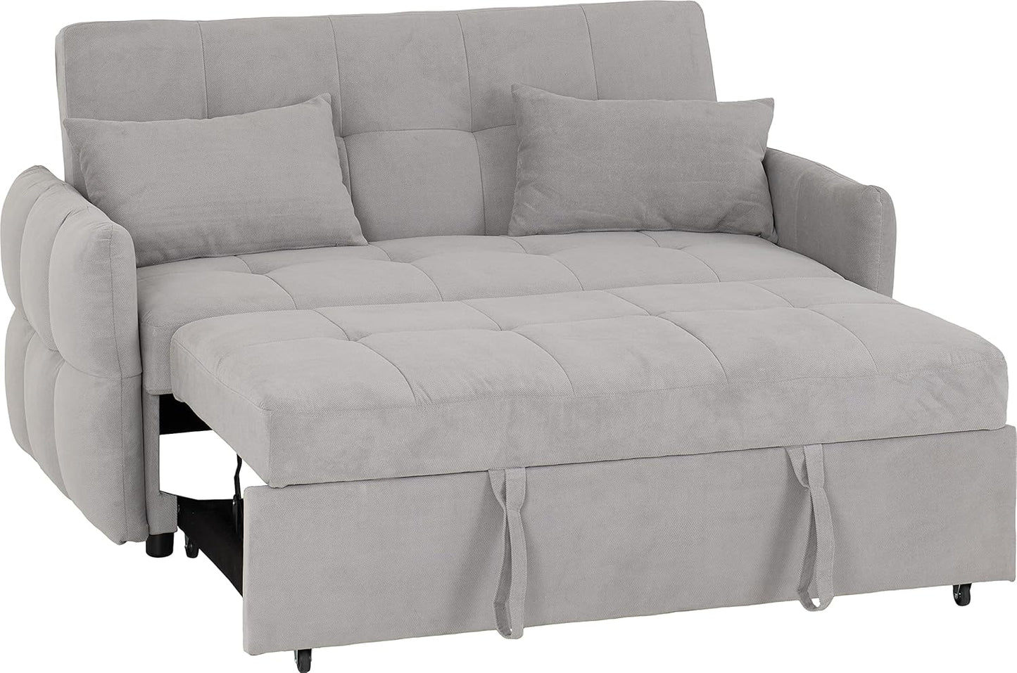 Luxury Modern 2 Seater Sofa Bed in Silver Grey Fabric