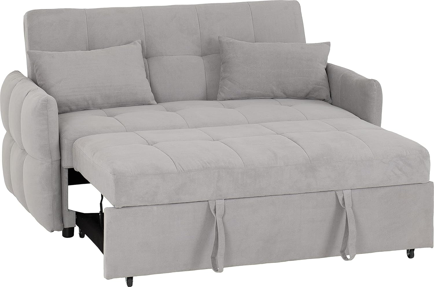 Luxury Modern 2 Seater Sofa Bed in Silver Grey Fabric