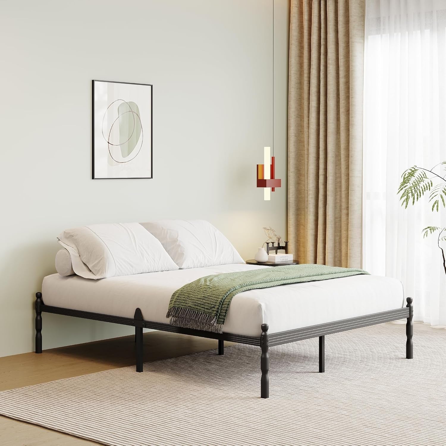 Premium Metal Platform Bed Frame – Storage Space, No Box Spring Comfortable Sleep